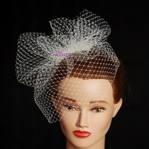SALE 50% OFF!! Ivory BIRDCAGE Veil, ivory veil. Ivory bridal bow veiling. Ivory fashion birdcage veil. Ivory wedding fascinator
