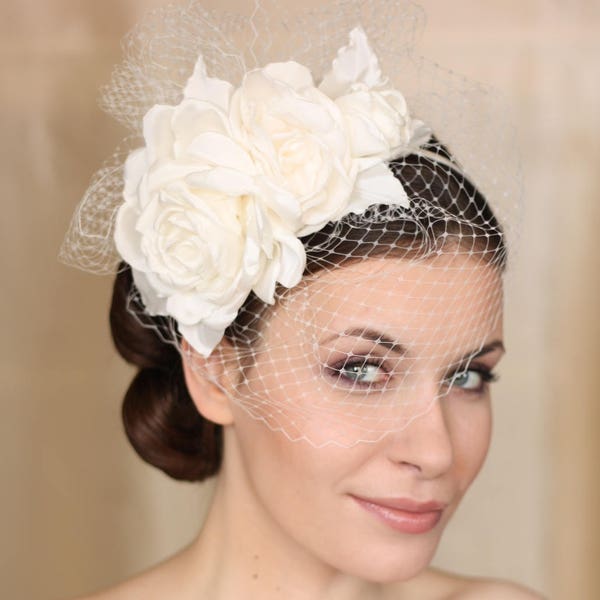SALE!!! Birdcage veil , wedding hair flower, fabulous headdress, bridal hat. Amazing hair flower. Wedding birdcage veil
