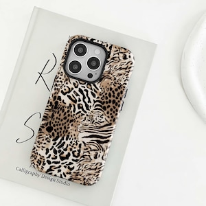 Mixed Animal Print Phone Case, Leopard Zebra Pattern Wild Cover For iPhone 17 16 15 14 13 12 Pro Max, Samsung S25 S24 S23 S22 Ultra