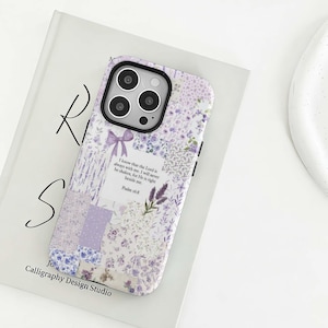 Lavender Patchwork Phone Case - Coquette Christian Cottagecore Cover For iPhone 17 16 15 14 13 12 Pro Max, Samsung S25 S24 S23 S22 Ultra
