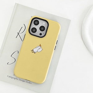 Pastel Yellow Lazy Goose Phone Case - Retro Funny Cover Compatible with iPhone 17 16 15 14 13 12 Pro Max, Samsung S25 S24 S23 S22 Ultra
