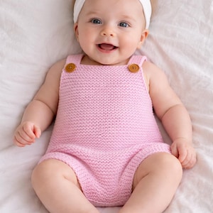 Baby Romper Knitting Pattern, Seed Stitch Sunsuit, Sizes 0-6 Months (PDF Download)