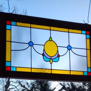 Vintage Leaded Stained Glass Panel: Textured Cathedral Art, Transom Window