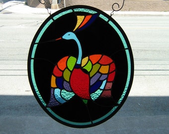 stained glass window*bird panel decor*peacock wall art*original and unique on market