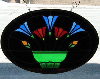 modern stained glass flower panel art*window decor*original and unique on market