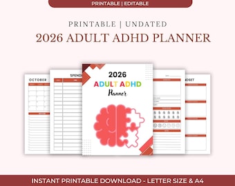 2026 ADHD Planner for Adults | Neurodivergent Productivity (Digital Download PDF Template)