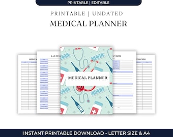 Afdrukbare medische planner | Health Tracker, afsprakenorganisator (digitale download)