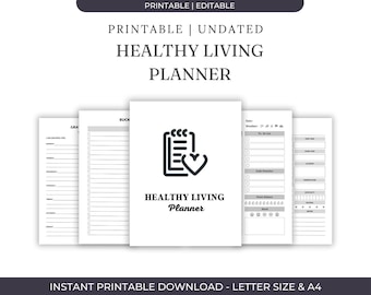 Wellness Planner Printable | Fitness, Self Care Habit Tracker (Digital Download)