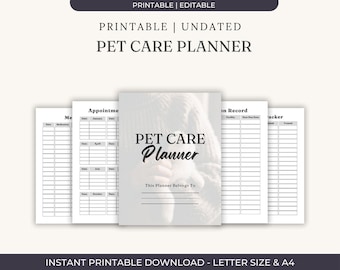 Pet Health Planner | Vet Visit Tracker (Digital Download PDF Template)