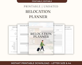 Planificador de mudanza imprimible / Lista de verificación para la reubicación, preparación del nuevo hogar (descarga digital)