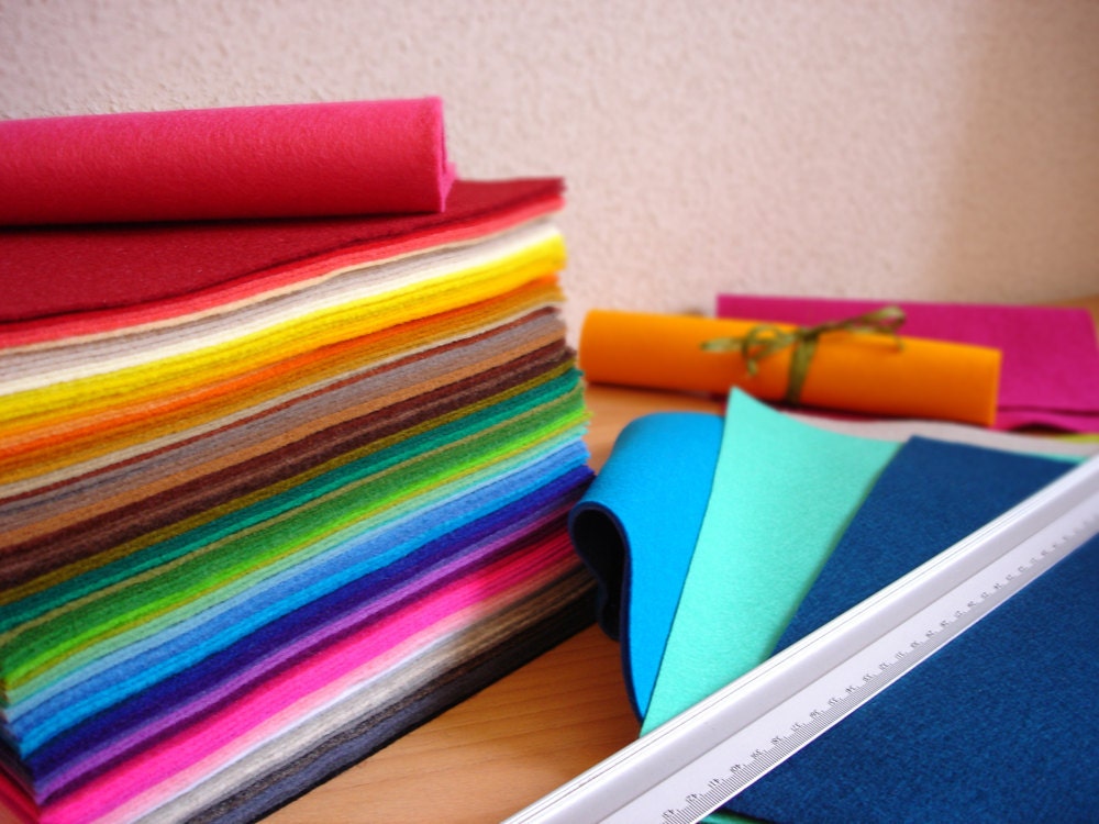 5 Wool Felt Squares Fabric Pieces 20x30cm Choose Your Colors Etsy