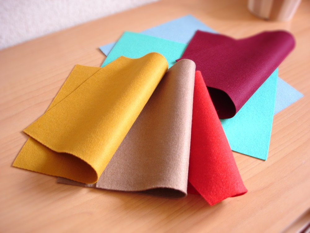 5 Wool Felt Squares Fabric Pieces 20x30cm Choose Your Colors Etsy