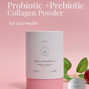 Colágeno probiótico en polvo / Rosa y fresa Salud intestinal imagen 1