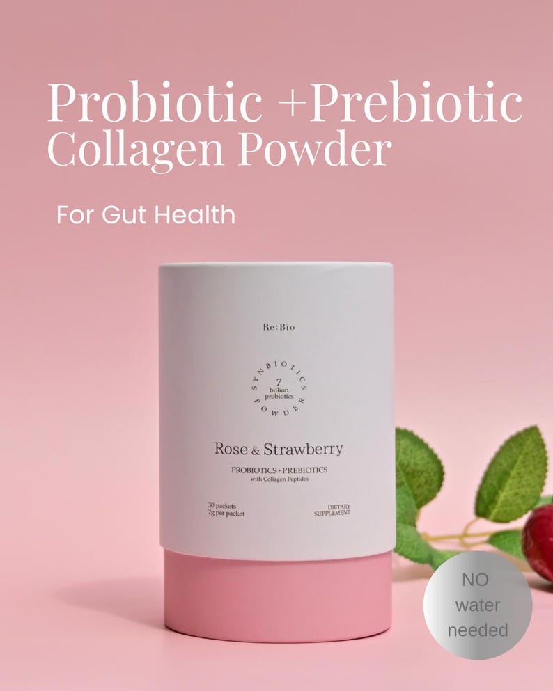 Colágeno probiótico en polvo / Rosa y fresa Salud intestinal imagen 1