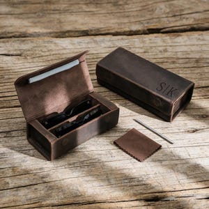 Handmade Leather Sunglasses Case, 2/3/4 Slots Travel Eyewear Organizer, Multi-Pair Glasses Storage Box, Personalized Gift for Him