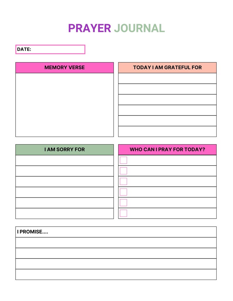 Kids Prayer Journal Printable | Daily Gratitude, Reflection Pages (PDF ...