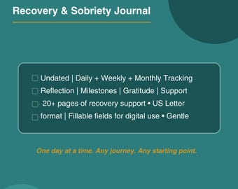 Diario de recuperación / Seguimiento diario, semanal y mensual, kit de herramientas para afrontar situaciones difíciles (descarga digital)