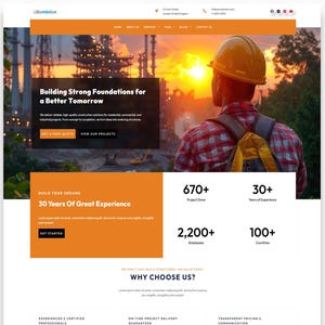 Construction Company WordPress Theme | Responsive Design | Fast Loading | Easy Setup | Free Installation | Lifetime Free Support | Website