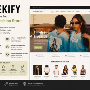 Shopify Theme For Minimal Fashion Store | Shopify Website Design Clothes | Streetwear Fashion Theme | Lifetime Support | Sleekify