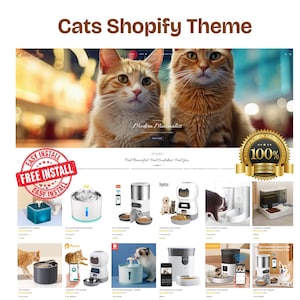 Katzen Shopify Theme | Haustier Shopilly Vorlage | Hunde Webseite | Schnell | Cattiva