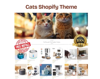 Katzen Shopify Theme | Haustier Shopilly Vorlage | Hunde Webseite | Schnell | Cattiva
