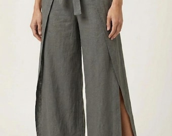 Palazzo Wrap Pants Sewing Pattern | High Waisted Wide Leg Wrap Pants | Comfy & Easy Tie Waist | US 4-24 (S-4XL) | A4/Letter/A0