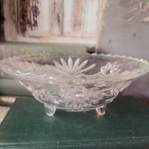 Vintage Anchor Hocking Pressed Glass Footed Candy Dish