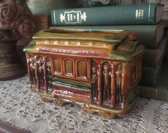 Vintage San Francisco Trolley Majolica Planter