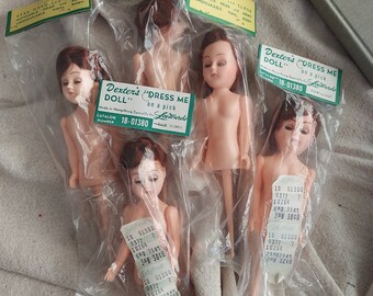 Set Of Five Auburn Vintage Dexter's Dress Me Dolls On Picks