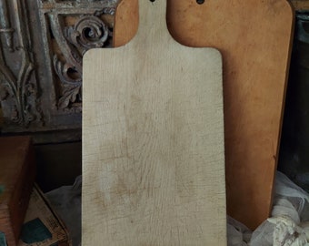 Vintage Pale Primitive Light Colored Large Wooden Cutting Board