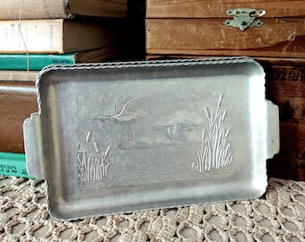 Vintage Flying Geese Aluminum Tip Trays Set Of Three