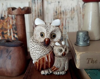 Vintage Ceramic COAD Mama and Baby Owl Figure