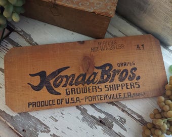 Vintage Konda Bros Crate Label Grapes Label Cali Wine
