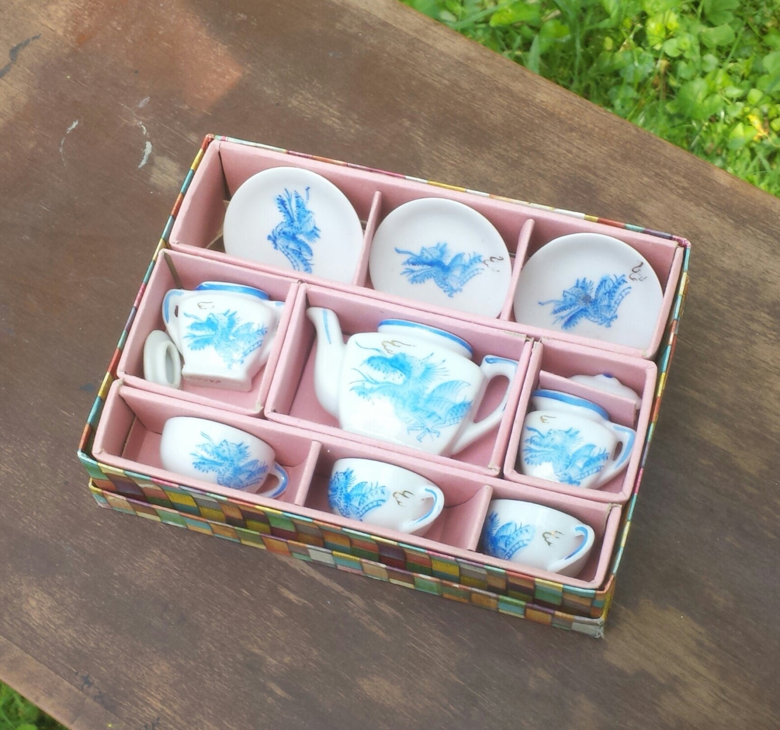 Vintage china toy tea set made in Japan blue dragon | Etsy