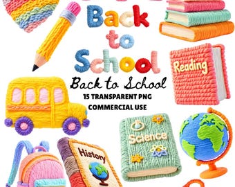 PNG de hilo sintético para la vuelta al cole, paquete de PNG para la vuelta al cole, PNG de profesor de hilo sintético, imágenes prediseñadas de escuela con hilo sintético