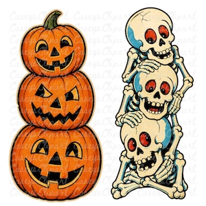 14-piece vintage Halloween clipart bundle featuring retro black cats, bats, skeletons, pumpkins, vampires, ghosts, and spooky characters in bright classic Halloween colors with nostalgic vintage aesthetic, isolated PNG designs.