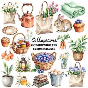 Cottagecore Clipart, Strawberry Clipart, Summertime PNG, Honey Clipart, Bookstore, County Fair Clipart, Fruit Clipart, Daisy Clipart