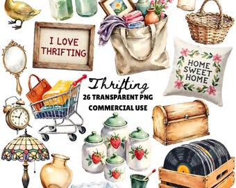 Thrifting PNG, Watercolor Thrift PNG, Thrifting Shirt PNG, Thrifting Clipart, Take me Thrifting png, grandma core png, go thrifting
