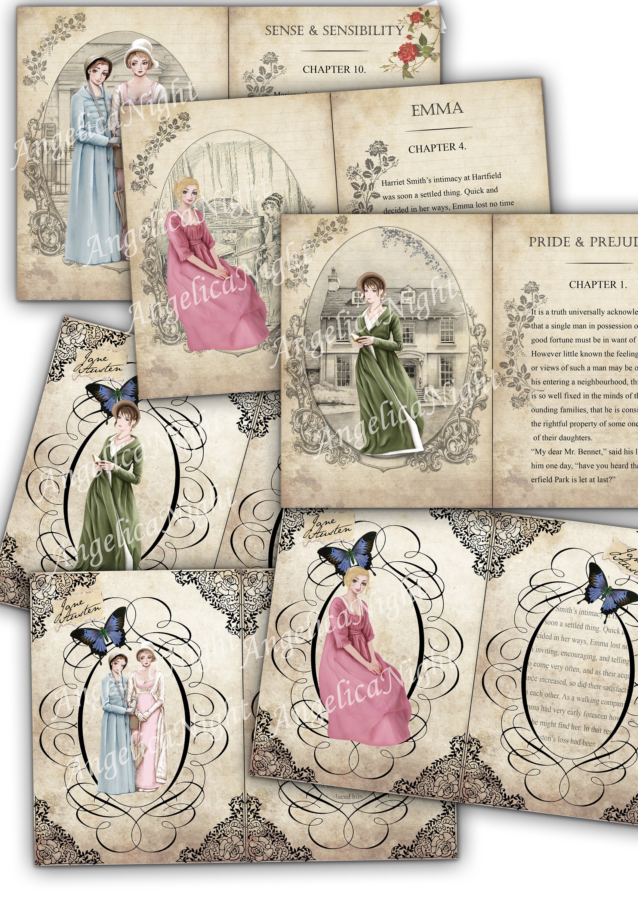 Jane Austen Journal Pages Bookmarks and Tags. DIGITAL - Etsy