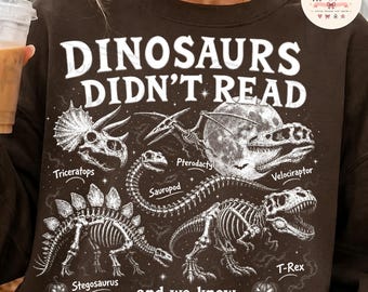 Dinozaury nie czytały PNG, projekt szkieletu dinozaura na Halloween, upiorny prezent dla nauczyciela z dyniowym księżycem i nietoperzem, październikowe czytanie