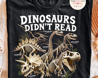 Dinozaury nie czytały PNG, koszulka do czytania w klasie, prezent dla nauczyciela języka angielskiego, słodka koszulka dla bibliotekarza i miłośnika literatury, teczka na powrót do szkoły