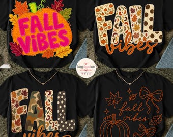 Pakiet Fall Vibes w formacie PNG, Pakiet jesiennych dyni, Wzór w kropki w panterkę w kamuflażu, Pakiet jesienny w stylu retro w formacie PNG, Modna sublimacja na Święto Dziękczynienia do pobrania