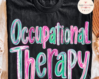 Terapia zajęciowa PNG, projekt koszulki z napisami retro dla OT, prezent dla terapeuty, projekt terapii medycznej w opiece zdrowotnej, prezent z podziękowaniami dla studenta OT