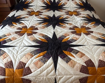 King Sz, Amish Quilt, Wedding Ring Star, Amish Handstitched Quilt, Handmade Quilt, Modern Quilt, Traditional Quilt, Country Quilt, Bedspread