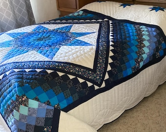 King Size, Amish Quilt, Sunshine Shadows, Amish Handstitched, Handmade Quilt, Pieced Quilt, Modern Quilt, Traditional Quilt, Bedspread, Gift
