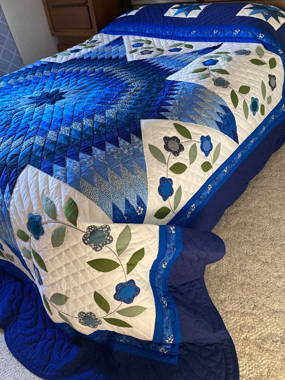 New Big Star Applique, Amish Quilt, Amish Handstitched Quilt, Handmade Quilt, Modern Quilt