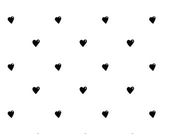 Wzór w czarne serca w kropki – bezszwowe tło – ręcznie rysowany nadruk na tkaninie (do pobrania cyfrowego)