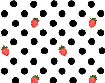 Wzór w groszki rysowany ręcznie z truskawkami – bezszwowa wersja cyfrowa do druku na tkaninach, odzieży i akcesoriach