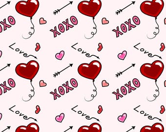 XOXO Bezszwowy wzór cyfrowy – Romantyczny projekt rysowany ręcznie