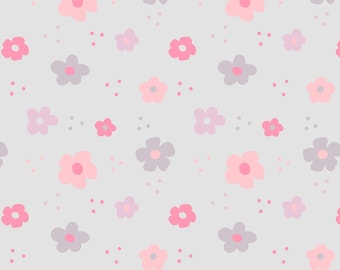 Różowy kwiat bez szwu – ręcznie rysowane kwiaty do pokoju dziecięcego